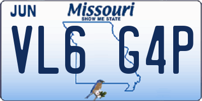 MO license plate VL6G4P