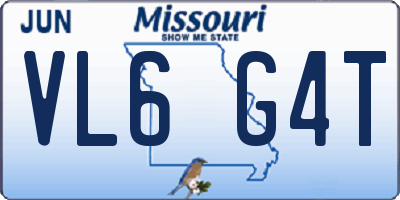 MO license plate VL6G4T