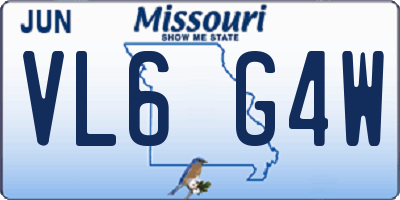 MO license plate VL6G4W