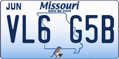 MO license plate VL6G5B