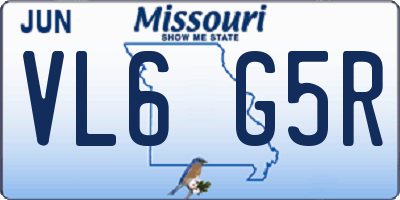 MO license plate VL6G5R