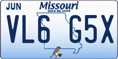 MO license plate VL6G5X