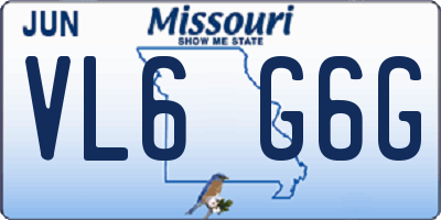 MO license plate VL6G6G