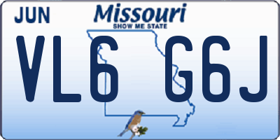 MO license plate VL6G6J