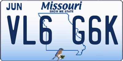 MO license plate VL6G6K