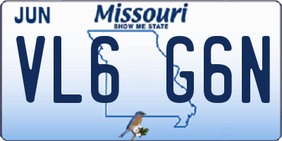 MO license plate VL6G6N