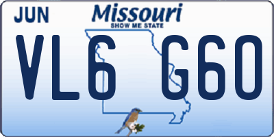 MO license plate VL6G6O