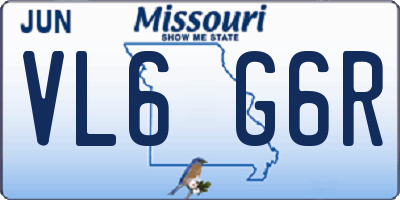 MO license plate VL6G6R