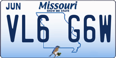 MO license plate VL6G6W