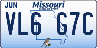 MO license plate VL6G7C