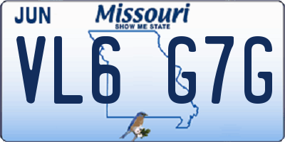 MO license plate VL6G7G