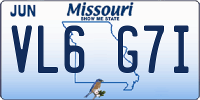 MO license plate VL6G7I