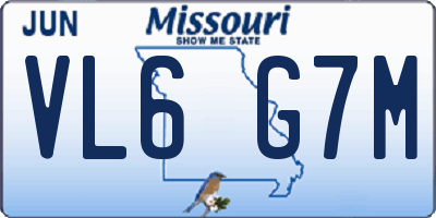 MO license plate VL6G7M