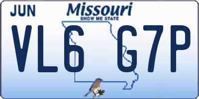 MO license plate VL6G7P