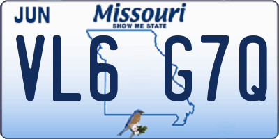 MO license plate VL6G7Q
