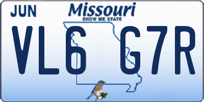 MO license plate VL6G7R