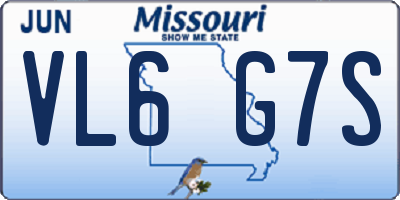 MO license plate VL6G7S