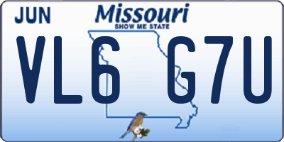 MO license plate VL6G7U