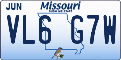 MO license plate VL6G7W