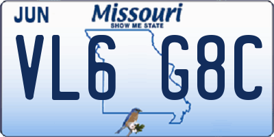 MO license plate VL6G8C