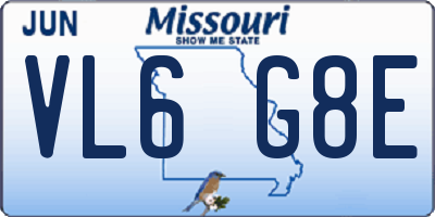 MO license plate VL6G8E