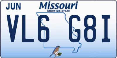 MO license plate VL6G8I