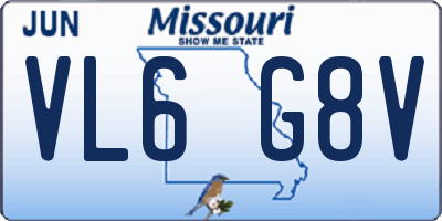 MO license plate VL6G8V