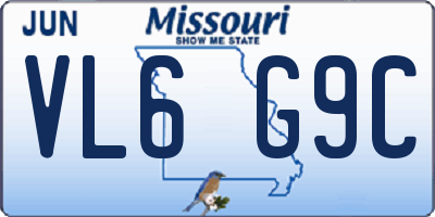 MO license plate VL6G9C