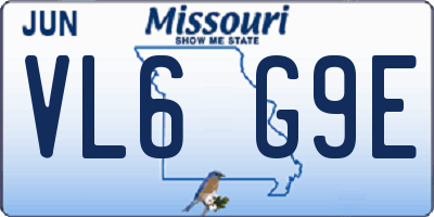 MO license plate VL6G9E