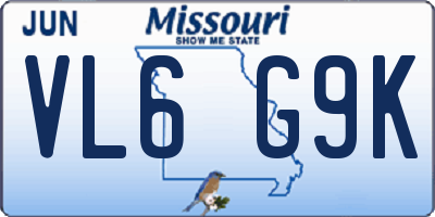 MO license plate VL6G9K
