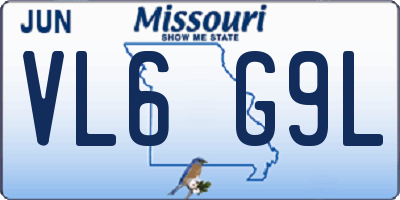 MO license plate VL6G9L