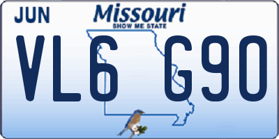 MO license plate VL6G9O