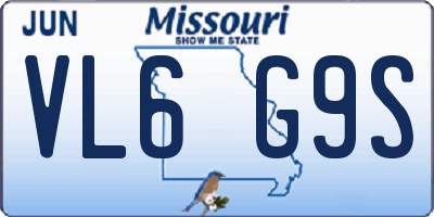 MO license plate VL6G9S