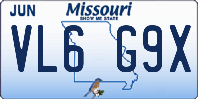 MO license plate VL6G9X