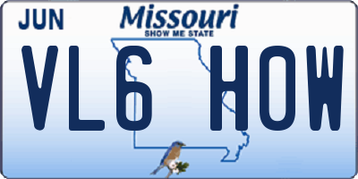 MO license plate VL6H0W