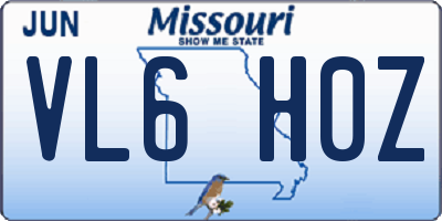 MO license plate VL6H0Z