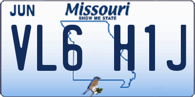 MO license plate VL6H1J