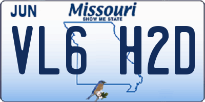 MO license plate VL6H2D