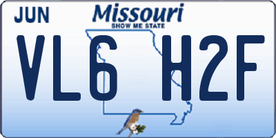 MO license plate VL6H2F