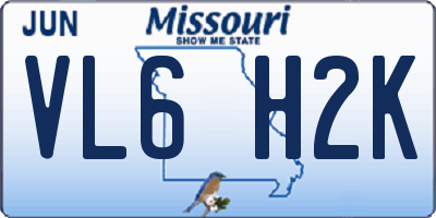 MO license plate VL6H2K