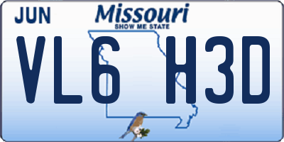 MO license plate VL6H3D