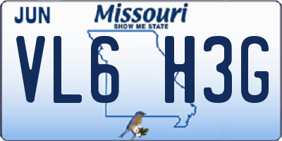 MO license plate VL6H3G