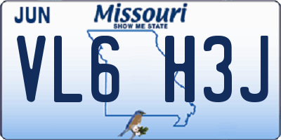 MO license plate VL6H3J