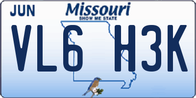 MO license plate VL6H3K