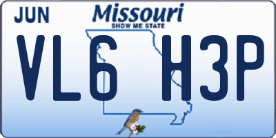 MO license plate VL6H3P