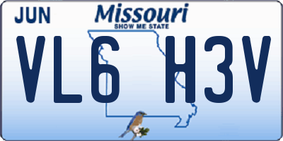 MO license plate VL6H3V