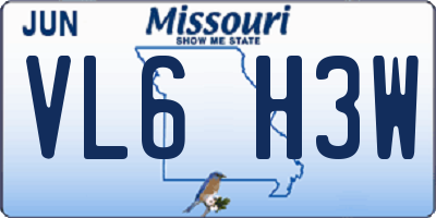 MO license plate VL6H3W