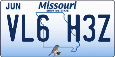 MO license plate VL6H3Z