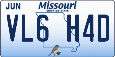 MO license plate VL6H4D
