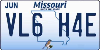 MO license plate VL6H4E